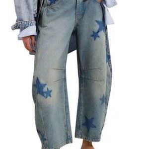 Blue Star Pattern Y2K Women Jeans